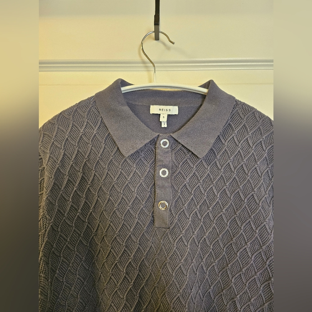 Reiss - Dollar Textured Diamond Stitch Polo T-Shirt
